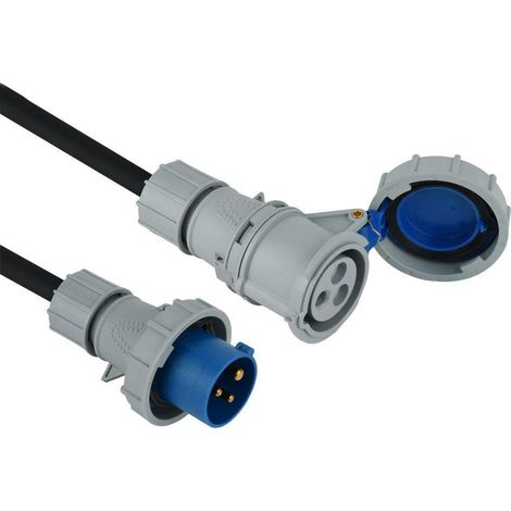 prolunga industriale con cavo in gomma ip67 16a 2p+t 200-250v - 20 mt (1/2)