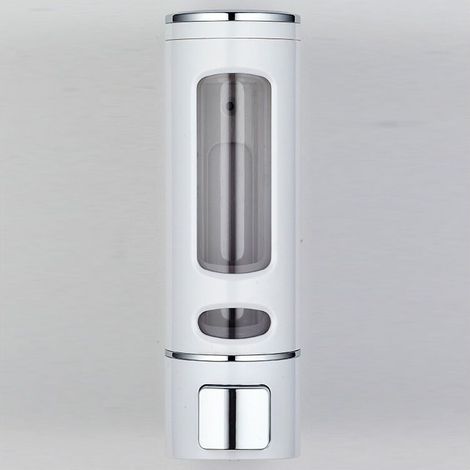 400ML & White-1 Piece, Wall Mounted Soap Dispenser, Manual Soap Dispenser for Liquid Soap, Shower Gel, Shampoo- (1/4)