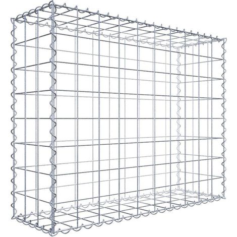 Gabion 100 cm x 80 cm x 30 cm – Mailles 10 x 10 cm – Construction en fil de fer galvanisé – Résistance à la corrosion – Montage rapide avec spirales – Gabiona (1/6)