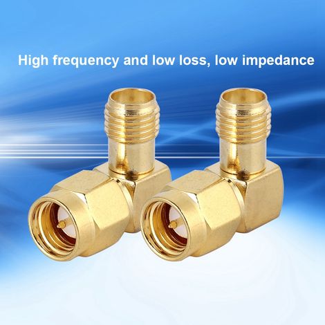 2PCS Adaptateur RF SMA Femelle vers Mâle Angle Droit pour Câble Coaxial