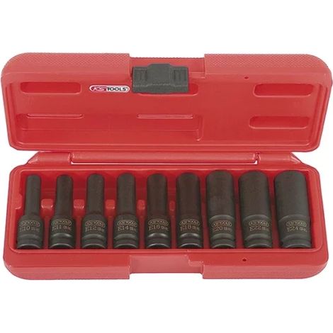 Kstools – Coffret de douilles à chocs TORX® 1/2' – 9 douilles longues en chrome-molybdène – Normes DIN 3121/ISO 1174 – Usage professionnel intensif (1/3)