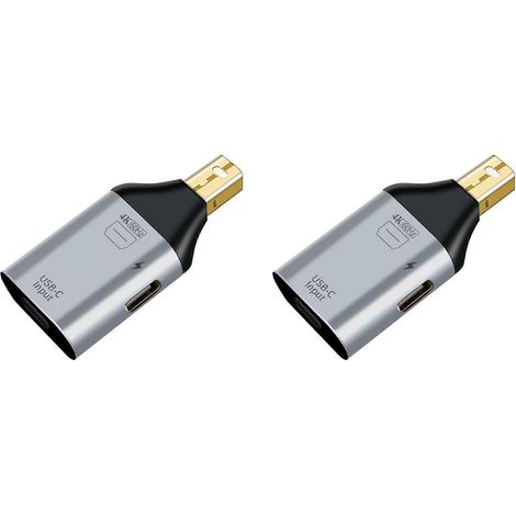 Adaptateur USB-C (x2), Type-C femelle vers HDMI compatible DP et MiniDP mâle, vidéo haute définition 4K à 60 Hz (interface compatible MINI DP) (1/2)