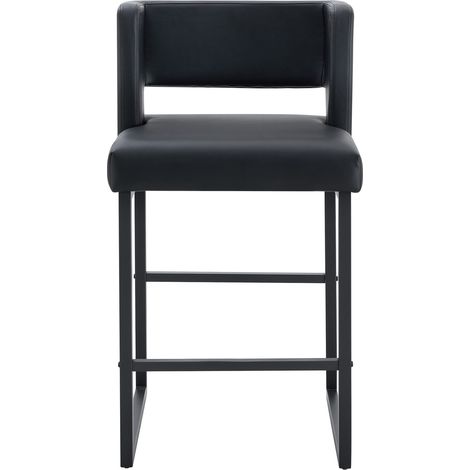 Lot de 2 tabourets de bar noirs au design nordique, assise carrée rembourrée, pieds en métal noir, confortables et faciles à installer CHICFURN (1/5)