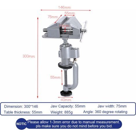 Étau de table rotatif 360° universel7.6cm pour bricolage, soudure, peinturePivotant & réglable (1/4)