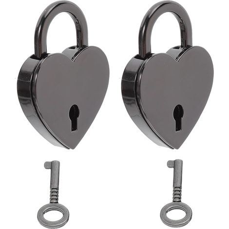 de 2 petits cadenas en métal en forme de cœur noirs pour