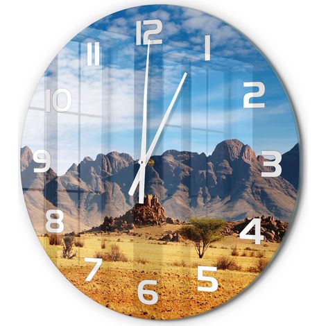 Horloge Murale Ronde Décoration Maison Classique Verre Trempé Silencieuse Rochers en Namibie fi 60 cm (1/5)