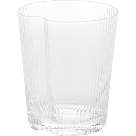 Handy Tumbler Set da 6 Bicchieri in Vetro Soffiato Trasparente Decorato con Solchi Verticali Ergonomici e Impilabili per Uso Quotidiano Casa