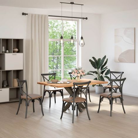 Maison Exclusive - Gamba per Tavolo da Pranzo a Forma di Ragno Nero 85x85x(72-73) cm Acciaio