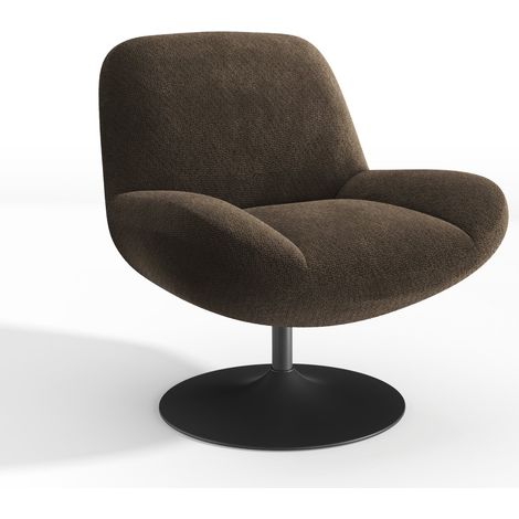 Fauteuil pivotant en velours bouclé brun expresso RETRO