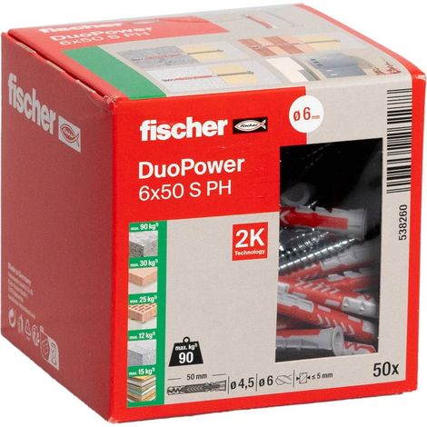 Fischer 50x DUOPOWER 6 x 50 mm PH LD - 538260