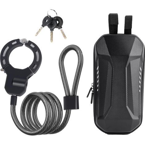 Cerradura antirrobo, acero de alta durabilidad, longitud 136 cm, color negro con bolsa. (1/2)