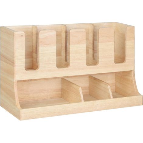 Organisateur de gobelets et condiments en bois d'hévéa 450x405x240mm - Ref HX395 - Olympia (1/5)