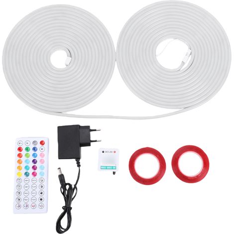RGB-Silikon-Neon-LED-Streifen mit Farbwechsel, Bluetooth-App-Steuerung und Musiksynchronisation, 44-Tasten-Fernbedienung, 72 LEDs pro Meter, IP65 wasserdicht, ideal für Schlafzimmer, Partys und Heimde (1/5)