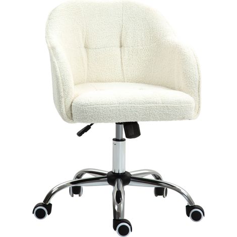 Chaise de bureau tissu bouclette effet capitonné ENYO crème (1/5)