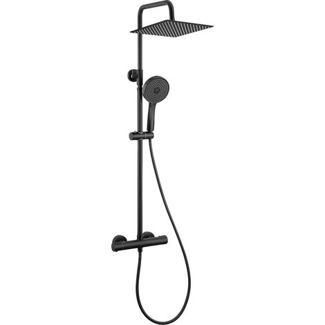 Duschset, 12" Regenbrause, höhenverstellbar, schwarz, 12 inch-a, G1/2-a (1/2)