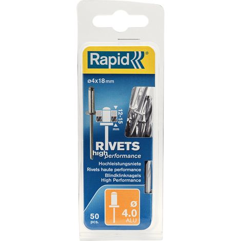 Blíster de 50 remaches ciegos de alto rendimiento cabeza plana 4 x 18 mm aluminio Sans marque (1/3)