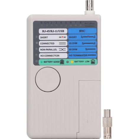 Testeur de câbles à distance 4 en 1, module détachable à réponse rapide, compatible avec les câbles réseau, téléphonique, BNC, USB, RJ11 et RJ45, et coaxial (mesure de 90 m).