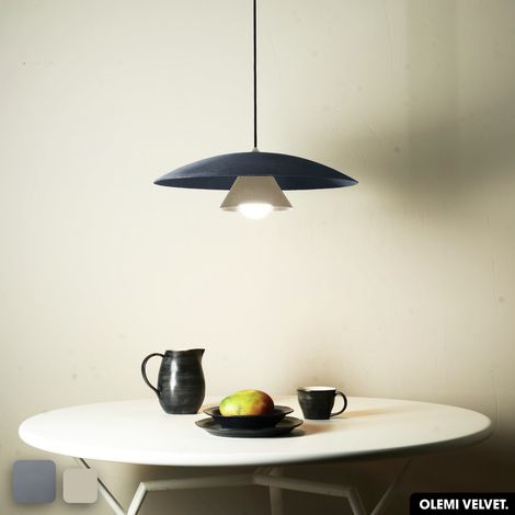 Lampe de suspension en velours - OLEMI VELVET GRIS - PEYOTE (1/2)