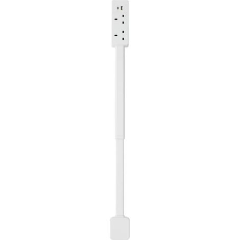 Irovami – Regleta extensible de 49,5 a 71,5 cm – Tomas de corriente + USB-A/USB-C – Rotación de 180° – Para sofá, mesita de noche, escritorio – Estándar británico – Blanco