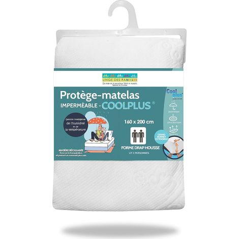 Protège Matelas Coolplus® Imperméable 160x200 cm - Alèse Respirante Thermorégulante - Evacue la Transpiration - Bonnet 30 cm - Oeko-TEX® Standard 100 - Made in Europe (1/5)