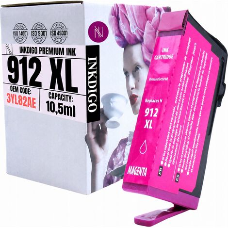 Inchiostro Inkdigo 912XL compatibile con HP OfficeJet 8010, OfficeJet Pro 8010 e 8017, certificato TÜV. (1/5)