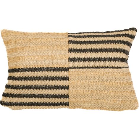 Coussin effet raphia - Bi-colore à rayures - Rectangle - 50x30cm (1/4)