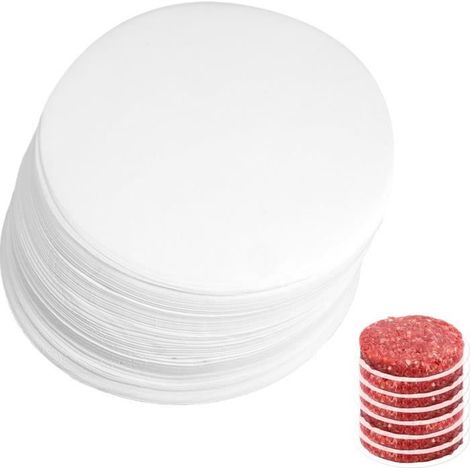 500Pcs Disques à Burger,11cm Papier Sulfurisé, Papier De Presse à Hamburger, Burger Paper, Papier Steak Haché Ovale, Pour Cuisson (1/4)