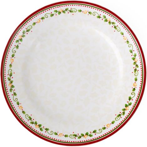 Assiette plate Étoile filante, 27 cm, Porcelaine, Blanc/Rouge/Beige (1/2)