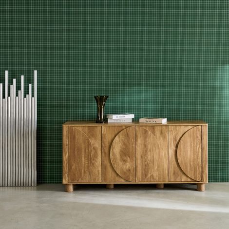 Buffet décor bois de manguier 4 portes 155cm Pondi (1/5)