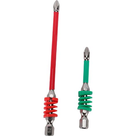 Set di 2 punte per cacciavite a molla da 1/4 di pollice, con gambo esagonale da 65 mm e 110 mm, per viti a testa Phillips, utensili elettrici e manuali. (1/5)