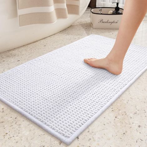 40 x 60 cm Non-Slip Bath Mat, Quick-Drying Chenille Absorbent Bath Mat, Soft Washable Bath Mat for Bathroom, Shower, Bathtub (White) (1/5)