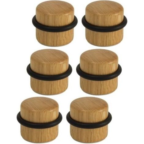 Arrêts de Portes - Butée de Porte Adhésive en Bois pour Sol - Butoirs de Porte Protection de Portes et Murs - Pack 6 unités (Chêne)- (1/5)