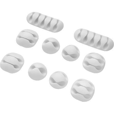 CLIP FERMACAVI ADESIVO 10PZ BIANCO MAURER - CF. BUSTA