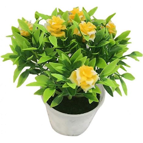 Soins du corps sains - 1 rose artificielle en pot pour scène, jardin, mariage, maison, fête - Accessoires de décorationjaune (1/5)