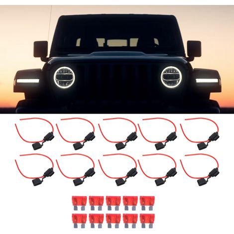 Ensemble de 10 porte-fusibles pour faisceau de câbles, porte-fusibles à lames automobiles en ligne ATC/ATO, fusibles 18AWG + 10A. (1/5)