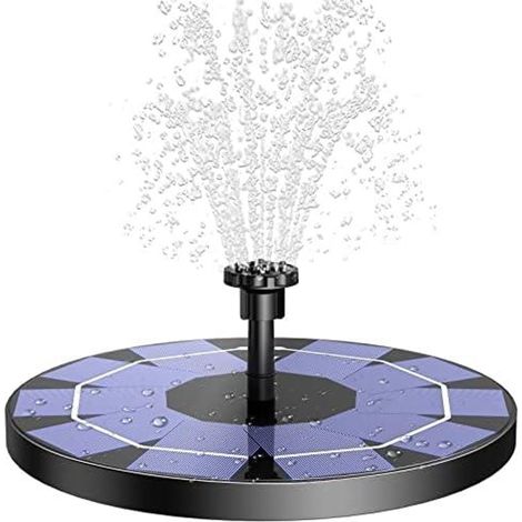 Fontaine Solaire 3W, Batterie 1200mAh, 10 Effets, Jardin, Bassin, Pompe, Flottante, Exterieur, Etang, Decor (1/5)