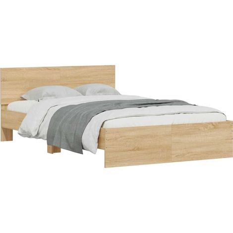 Bed Frame Sonoma Oak Engineered Wood Double Bed Frame vidaXL (1/4)