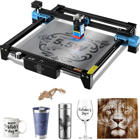 Graveur Laser, Zone de Gravure 300x300mm, Puissance Laser 5.5W, Module de Motorisation Intégré, Hauteur Réglable 0-40mm, Compatible avec Divers Logiciels (1/5)