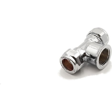 PrimaPlus Chrome Brass Female Iron Centre Tee 15mm - 1/2"Fi (1/3)