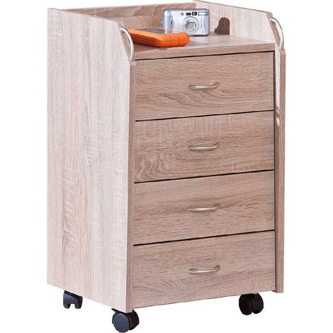 Kommode Manco, 4 Schubladen, Gleitauszug, Gleitverschluss, 40x36x65 cm Beige