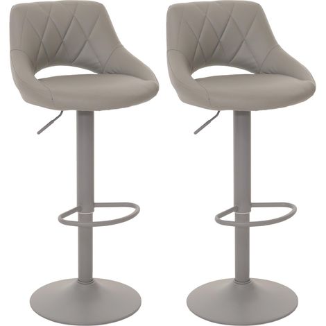 Lot de 2 tabourets de bar HWC-N64, chaise de bar tabouret de comptoir, repose-pieds pivotant, similicuir métal gris (1/5)