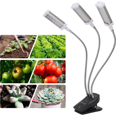 Lampe LED pour plantes succulentes, clips pour plantes, lampe de croissance pour plantes, lampe pour plantes avec minuterie, argent (norme anglaise). (1/5)