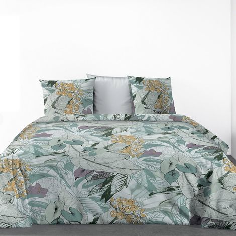 Housse de couette 240x220 Zelia + 2 taies coton bio 57 fils (1/4)