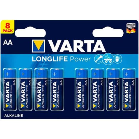 8 batterie a lunga durata LR6 AA VARTA