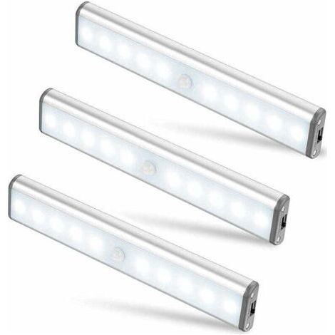 3 Pack 10 LED Lights, Wireless, USB Rechargeable, Magnetic, Motion Sensor, 2 Lighting Modes, Portable. Closet light, emergency light, night light for kids (1/5)