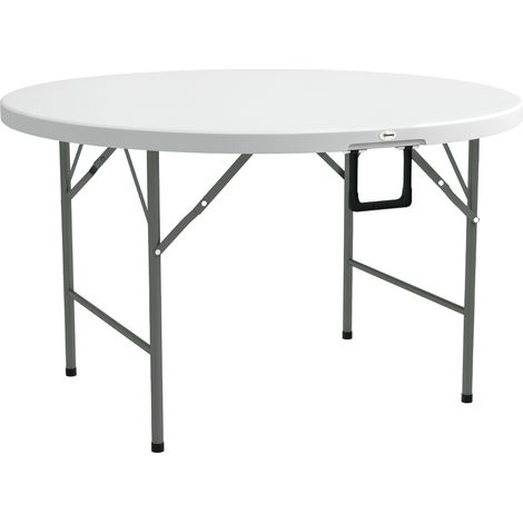 Klappbarer runder Gartentisch Ø122 cm, bietet Platz für 6 Personen, Metallgestell, Tischplatte aus HDPE.