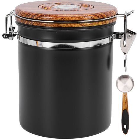 Boîte à Café Hermétique Acier Inoxydable 1500ml avec Suivi Date et Cuillère, Conservation Fraîcheur pour Cuisine (1/5)