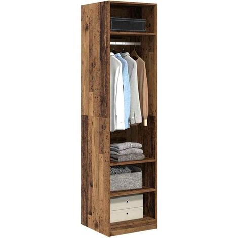 Armoire Penderie en Bois Style Rétro 50x50x200 cm - Placard de Rangement en Bois d'Ingénierie avec Portes, Meuble de Chambre Élégant et Robuste (1/5)