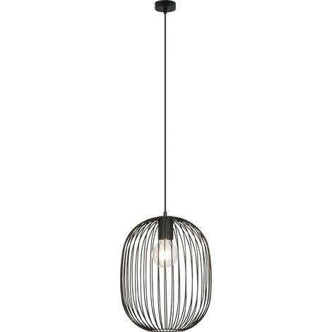 Lampada a Sospensione Onyx, Acciaio verniciato a polvere, Nero, 33x100x33 cm