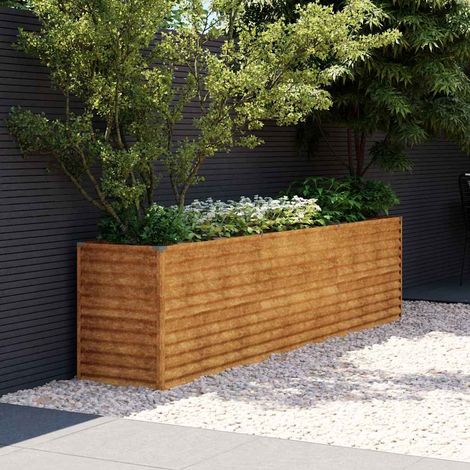 Jardinière surélevée-Pot de fleur-Bac à fleurs 291 x 50 x 69 cm Acier Corten (1/5)